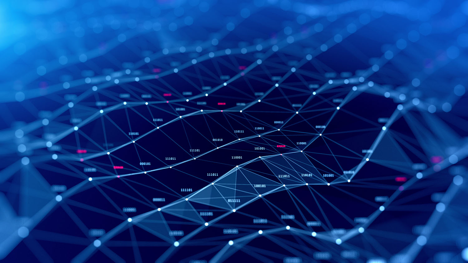 Abstract digital connection moving dots and lines. Internet network technology concept background. Network connection structure.